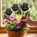 Pique de jardin déco Rose métal Gris Blanc 20cm×11,5cm 8pcs | Floristik24.be