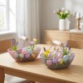 Panier en fil de fer avec poignée en bois, idéal pour un intérieur moderne et une décoration élégante, 17 cm, lot de 6 | Floristik24.be
