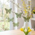 Cintre décoratif papillon vert pailleté 8cm 12 pcs | Floristik24.be
