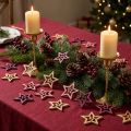 Décoration à disperser étoiles en bois rose baie naturel Ø4cm 72 pcs | Floristik24.be