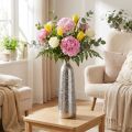 Vase décoratif vase à fleurs métal martelé argent Ø9,5cm H32cm | Floristik24.be