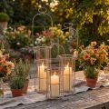 Lanterne de jardin, lampe à vent en métal Ø8,5 cm H23/18,5/14,5 cm, lot de 3 | Floristik24.be