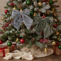 Nœud décoratif à suspendre, nœud de Noël, velours côtelé, 24 cm, lot de 2 | Floristik24.be