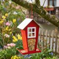 Mangeoire à Oiseaux Rouge et Blanc Mangeoire à Oiseaux Suspendue H21cm | Floristik24.be