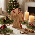 Ange décoration figurine bois rouge, nature 15cm | Floristik24.be