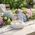 Lanterne verre macramé blanc tressé Ø13cm H10cm | Floristik24.be