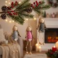 Lot de 6 anges en bois suspendus, gris et rose, 7,5 cm | Floristik24.be