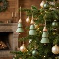 Tannenbaum en bois décoratif suspendu, vert et naturel, 10 cm, lot de 4 | Floristik24.be