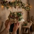 Décoration murale cloche de Noël rustique en jute avec pommes de pin et branches de sapin, 20 cm | Floristik24.be