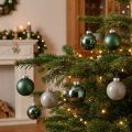 Boules de Noël vert gris sapin boules en verre Ø6cm 24 pcs | Floristik24.be