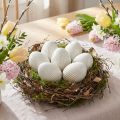 Oeufs de Pâques Oeuf décoratif en céramique avec rainures Blanc Gris 5×6cm 6pcs | Floristik24.be