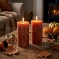 Bougies piliers, lot de 2, orange foncé, 85 x 150 mm, couleur unie, longue durée de combustion – bougies décoratives pour les espaces de vie, les fêtes et les ambiances romantiques | Floristik24.be