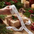 Ruban cadeau Noël bonhomme de neige rouge blanc 25mm 15m | Floristik24.be