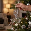 Décoration de cerf décorations de Noël en argent clair 19x21cm 2pcs | Floristik24.be