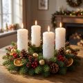 Lot de 4 bougies piliers blanches pour l'Avent, effet boule de neige et motif givré, décoration de Noël 150/60 mm | Floristik24.be