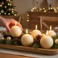 Bougies sphériques couleur crème, 60 mm, lot de 16, bougies de Noël, ambiance festive, label de qualité RAL | Floristik24.be