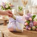 Ruban cadeau fleurs violettes ruban lilas 25mm 18m | Floristik24.be