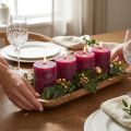 Bougies tendance teintées dans la masse, couleur violet baie, bougies piliers, 70 × 80 mm, lot de 4, décoration de table | Floristik24.be