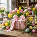 Ruban cadeau Ruban décoratif de Pâques Oeufs de Pâques rose 40mm 20m | Floristik24.be