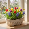 Panier en osier blanchi, panier à plantes, 38×18×12cm | Floristik24.be