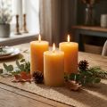 Bougies piliers unies, couleur miel, 60 × 100 mm, lot de 4 - Décoration de table naturelle | Floristik24.be