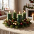 Bougies unies vert foncé 60x100mm 4 pcs | Floristik24.be