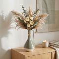 Pichet décoratif vintage en métal avec anse, gris et doré, Ø 18 cm H 33 cm, idéal pour les fleurs séchées et les plantes artificielles | Floristik24.be
