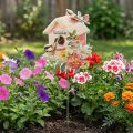 Piquets de jardin métal oiseaux, piquets végétaux décoration nichoir 76,5cm | Floristik24.be