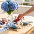 Décoration maritime homard bois et métal rouge/bleu L16cm 4pcs | Floristik24.be
