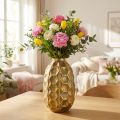 Vase vintage vase fleur doré aspect nid d'abeille Ø23cm H39cm | Floristik24.be