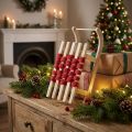 Décoration traîneau en bois avec corde rouge, 42×17×12 cm | Floristik24.be