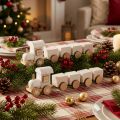 Train en bois déco Train de Noël blanc L20cm H6cm 2pcs | Floristik24.be