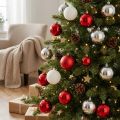 Boules de Noël mixtes blanc, rouge, argent Ø5,5cm 30pcs | Floristik24.be