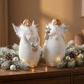 Ange décoratif avec coeur et étoile blanc, argent Ø7,5 H15cm 2pcs | Floristik24.be