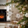 Décoration de sapin de Noël flocon de neige paillettes perle 2pcs | Floristik24.be