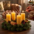 Bougies piliers jaune rustique 60/110 mm, lot de 4 - Longue durée de combustion, certifiées RAL, décoration pour couronne de l'Avent | Floristik24.be