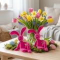 Lapin décoratif assis, idéal pour apporter une touche printanière à votre salon ou bureau, 22 cm, lot de 2. | Floristik24.be