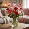 Bouchon pour bouquet en forme de coeur, Saint Valentin, décoration florale H6cm 6 pcs | Floristik24.be