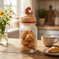 Pot à biscuits en verre bonbonnière avec couvercle croissant Ø11cm H28,5cm | Floristik24.be