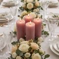 Bougies piliers rose poudré 70×120 mm, teintées dans la masse, lot de 4, bougies décoratives pour mariages et décoration intérieure | Floristik24.be