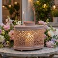 Lanterne décorative lanterne rose ovale décoration de table métal 27×16×23cm | Floristik24.be