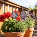 Piquet de Jardin Bois Maritime Tongs Bateau Bleu Blanc 8cm 12 pcs | Floristik24.be