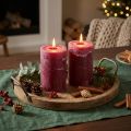Bougies piliers teintées, style Berry, 85 x 120 mm, lot de 2, rouges, décoratives | Floristik24.be