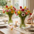 Vases en verre vases décoratifs décor rainures claires Ø12cm H19cm 2pcs | Floristik24.be