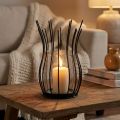 Lanterne verre métal décorative gobelet noir Ø17cm H27cm | Floristik24.be