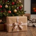 Ruban de Noël bottes ruban cadeau beige rouge 25mm 15m | Floristik24.be