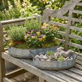 Coupe à fleurs en métal zinc plateau antique lot de 2 L45cm/59cm | Floristik24.be