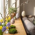 Oeufs de Pâques avec décoration de fleurs à suspendre oeuf en bois trié 7cm 3pcs | Floristik24.be