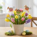Bouchon de fleur d'oiseau Décoration de printemps en bois Oiseau décoratif sur bâton 8 cm 12 pièces | Floristik24.be