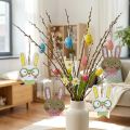 Décoration de lapin de Pâques amusante tête de lapin en bois à suspendre 7,5 cm 12 pcs | Floristik24.be